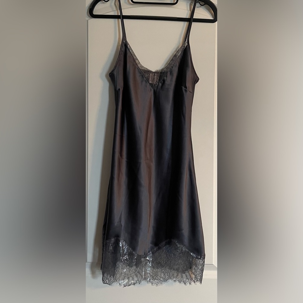 Victoria’s Secret Silver Lace Satin Slip Dress
